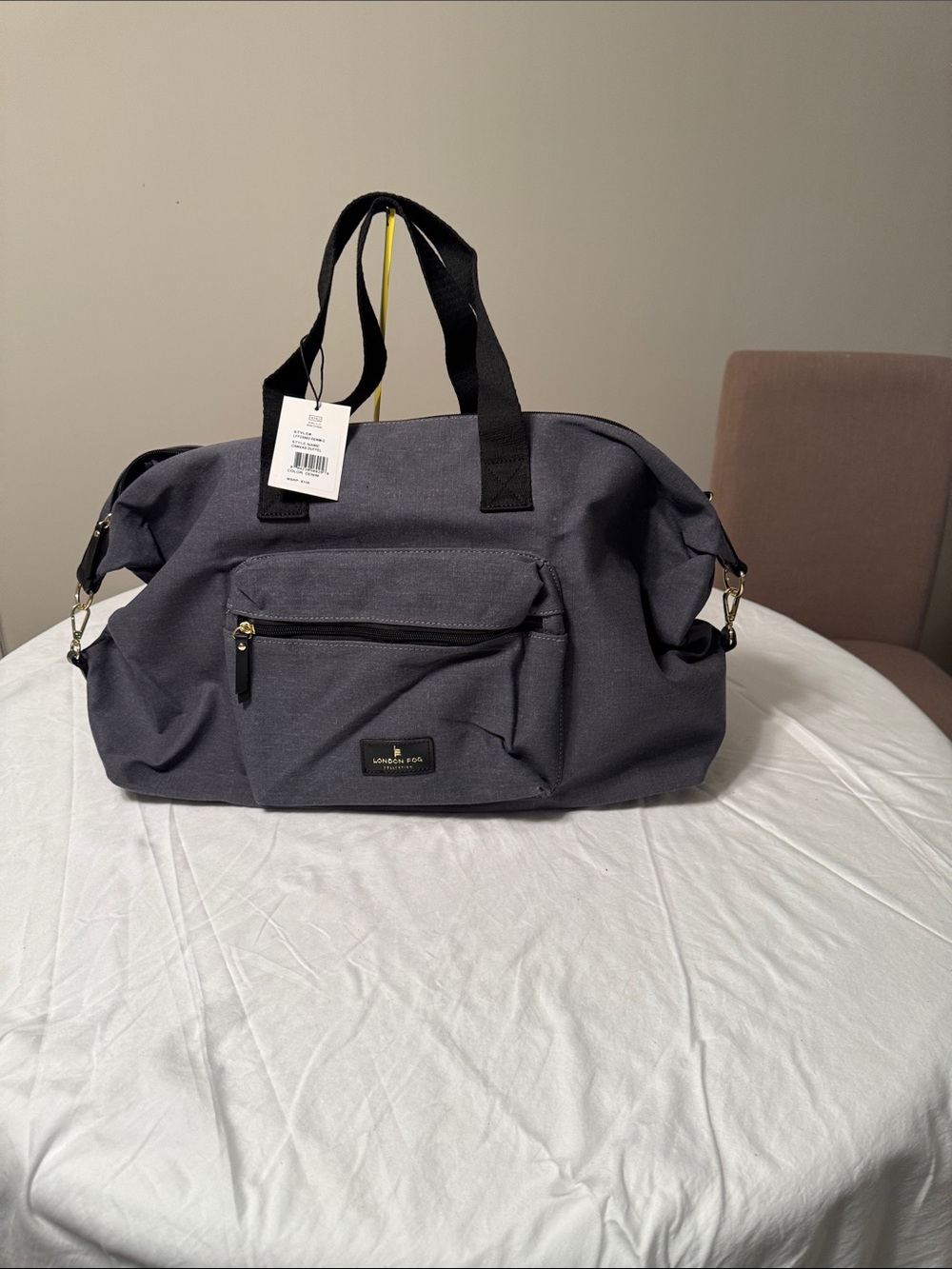 London Fog Men's Charcoal Duffel Bag with Black Straps